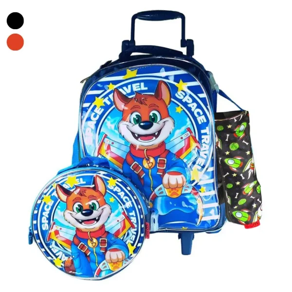 Kit Mochila Lancheira Estojo Space Dog