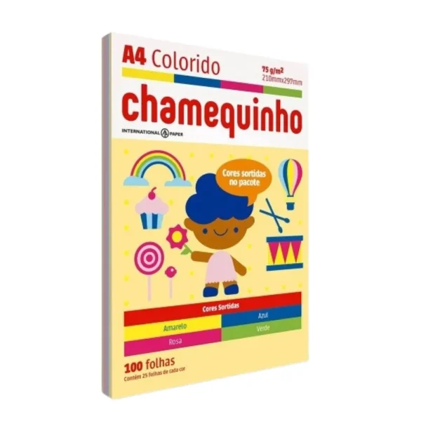 Papel Sulfite Chamex A4 Colorido 75g 100 Folhas