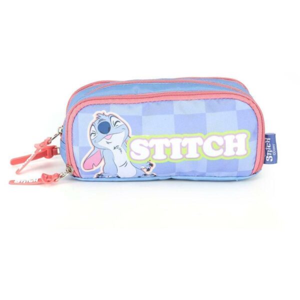 Estojo Triplo Stitch Tecido Azul