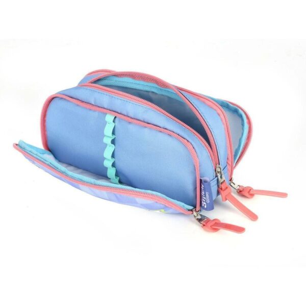 Estojo Triplo Stitch Tecido Azul - Imagem 3